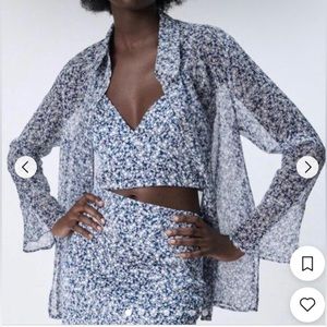 Zara sheer floral top